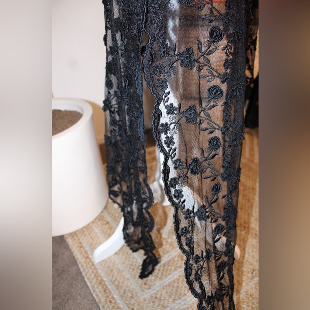 Nicole Bakti Black Lace Asymmetrical Dress - Size M - Picture 9 of 12